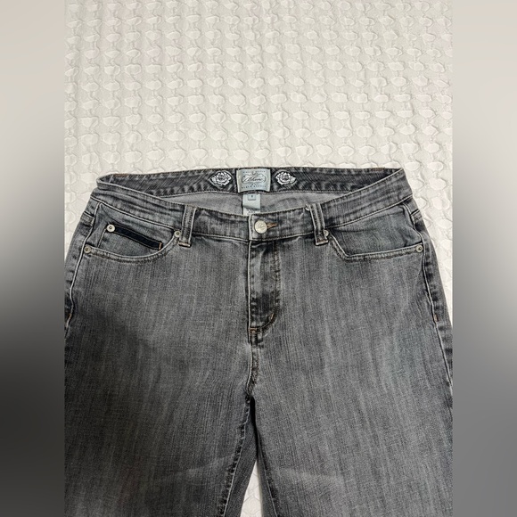 White House Black Market Grey Floral Embroidery Jeans - Picture 2 of 9